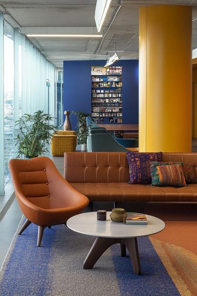 blue furniture accents