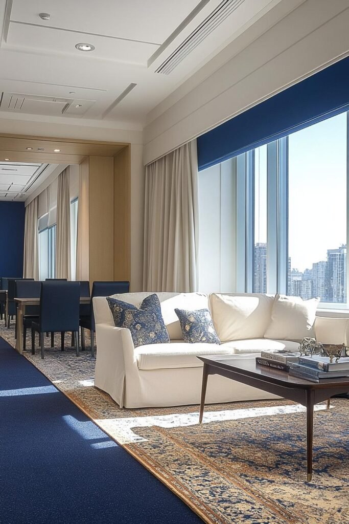 blue furniture accents