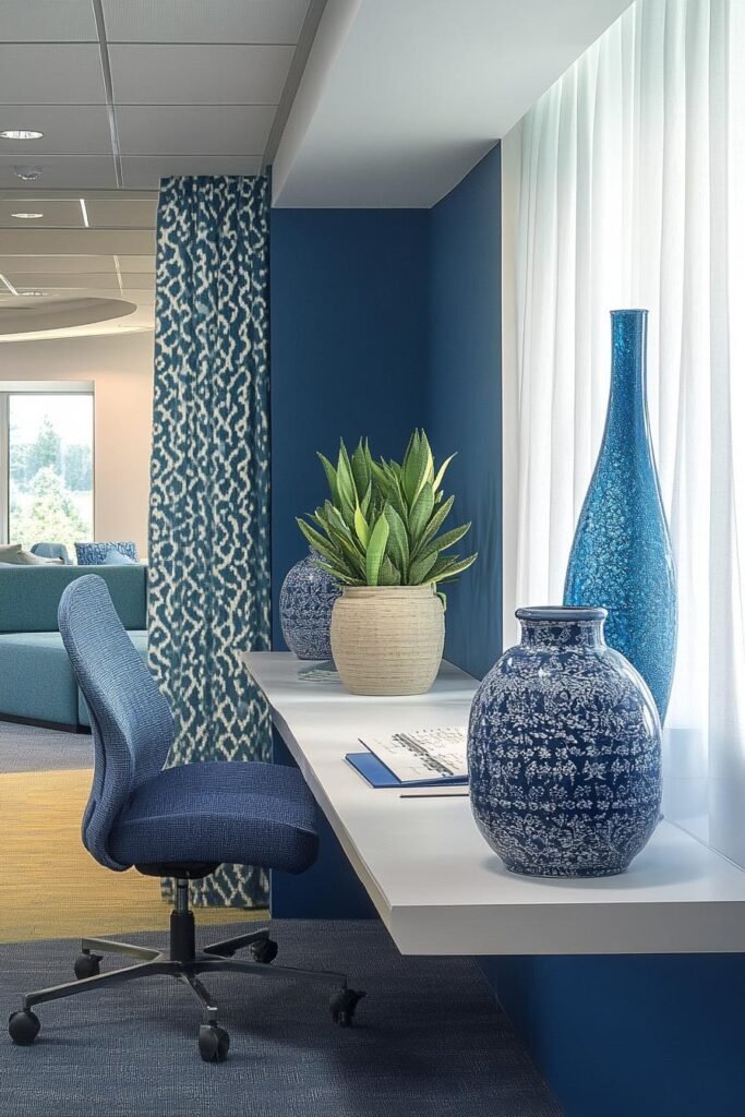 blue furniture accents