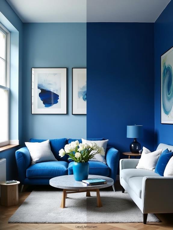 mixing blue paint shades