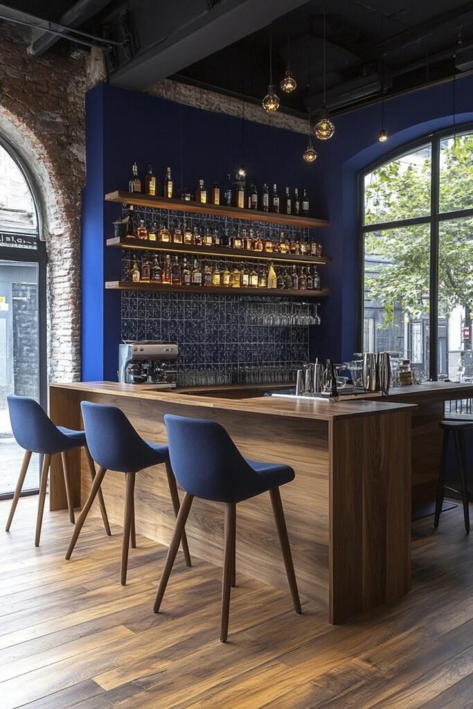 blue-themed kitchen