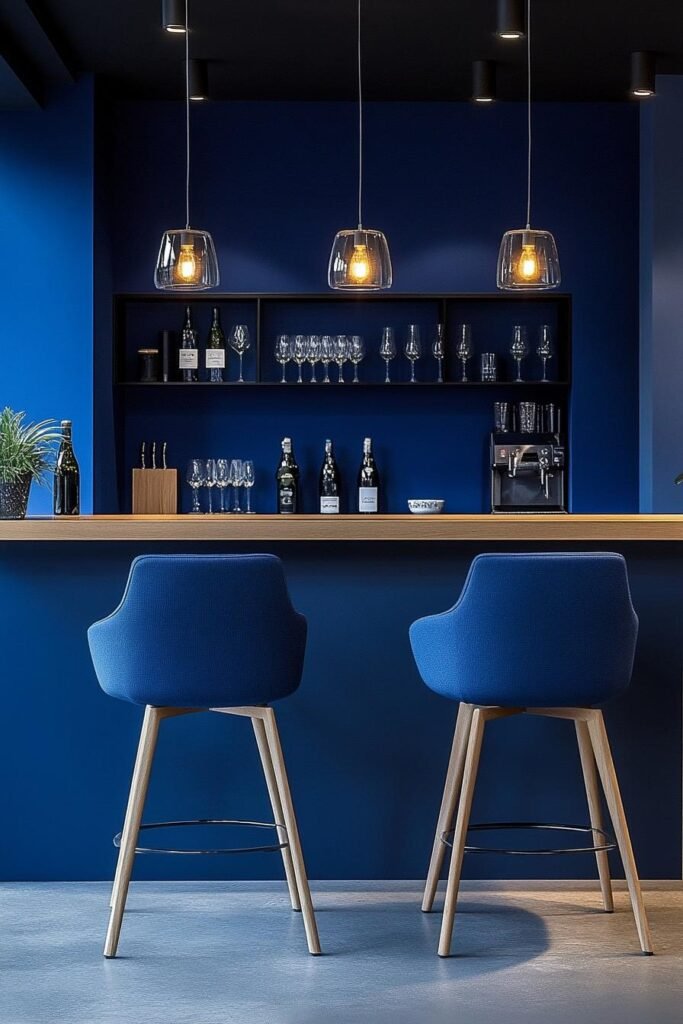 blue-themed kitchen