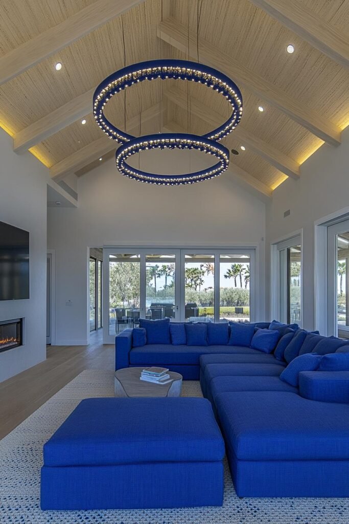 blue furniture accents