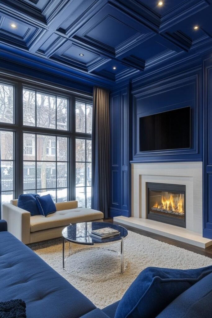 blue furniture accents