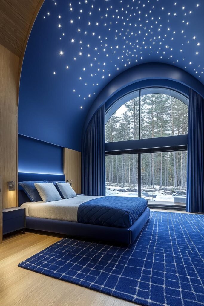 blue interior bedroom