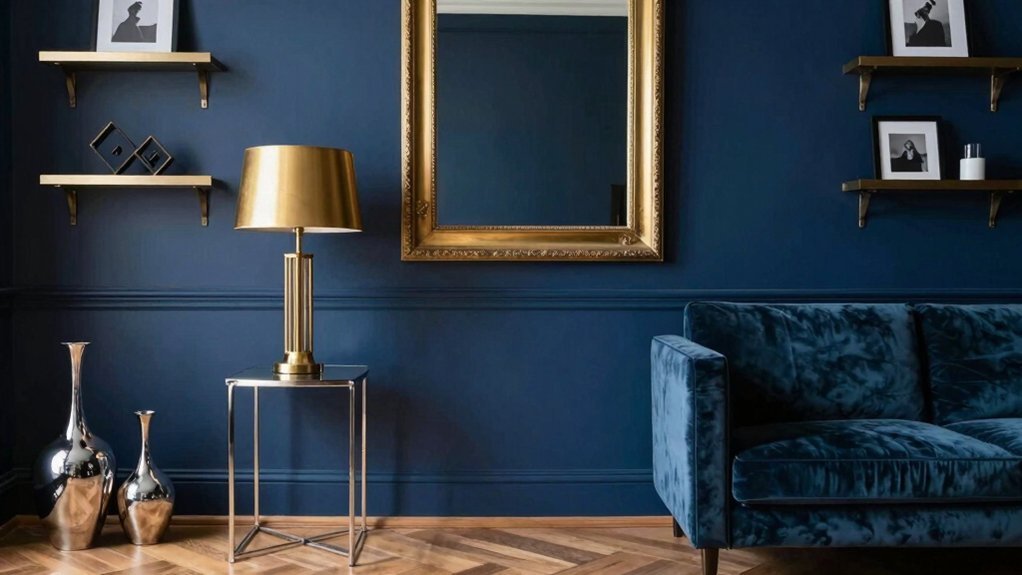 brass and navy cozy glow