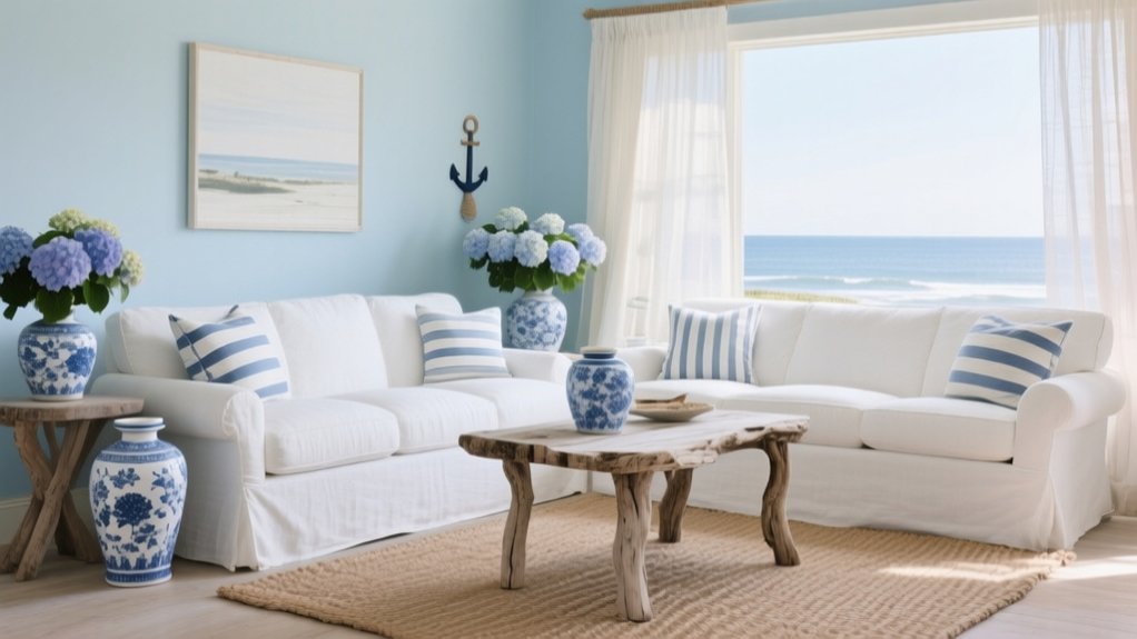 coastal grandmother blue white