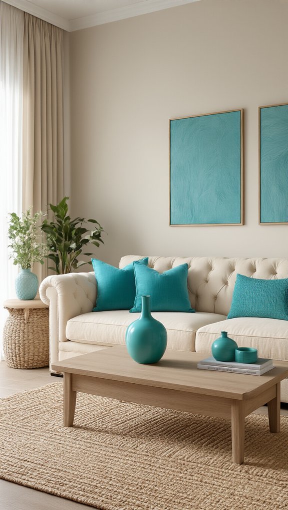 living turquoise plants and vases