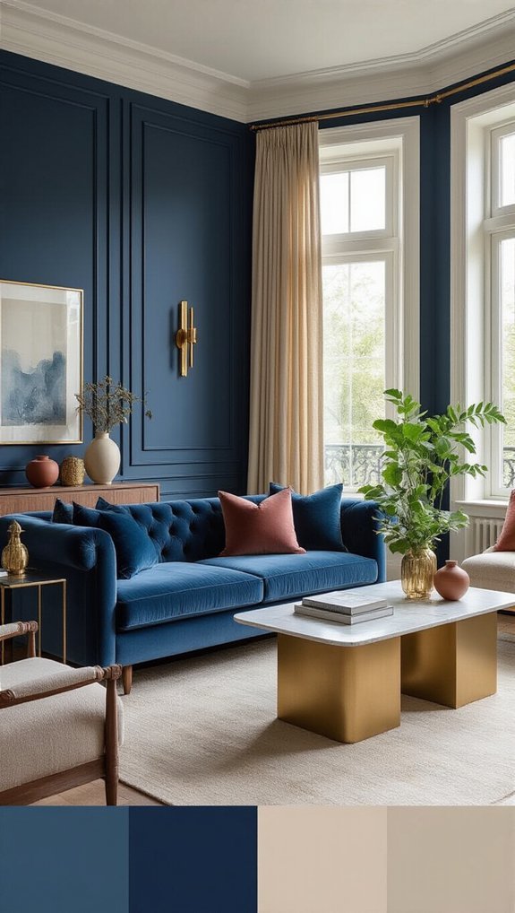 midnight blue burnt orange bold contrast