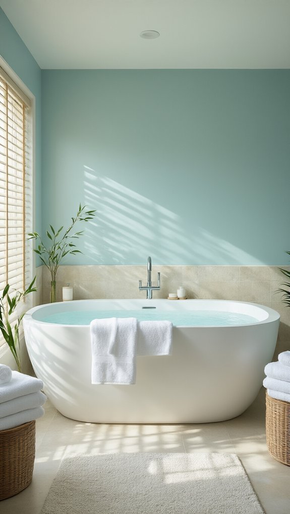 seafoam blue cohesive bathroom flow