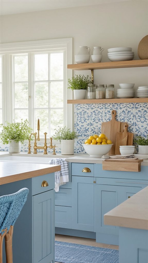 soft blue island warm trim