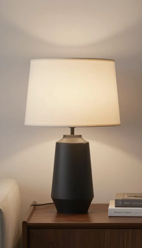 5. Black Geometric Ceramic Table Lamp — Jonathan Y