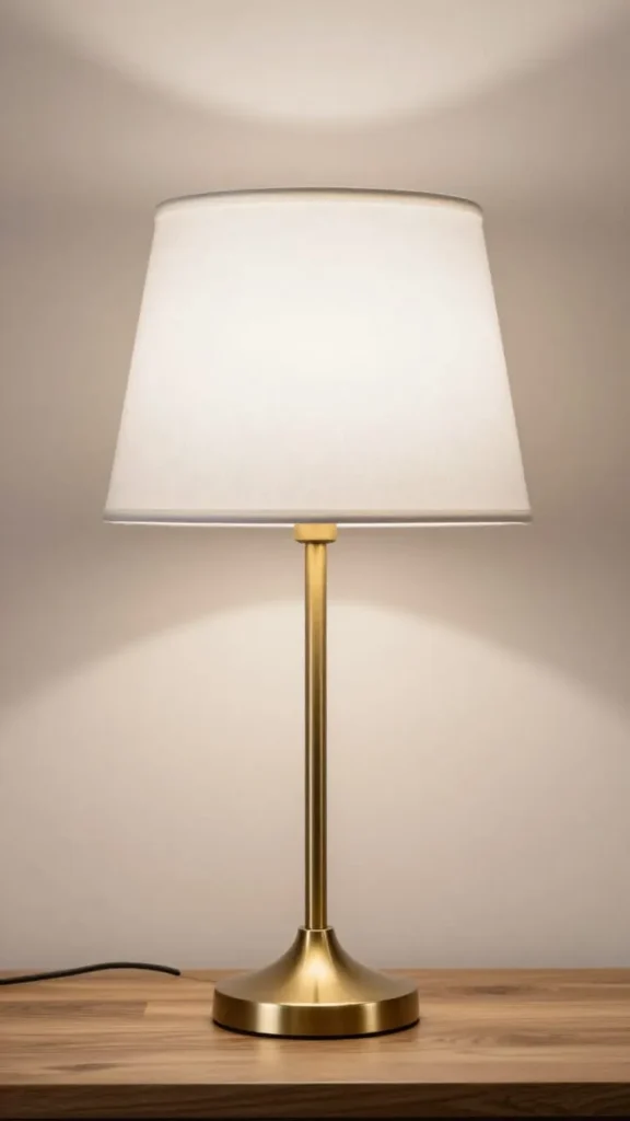 3. Brushed Brass Table Lamp — Slim Profile