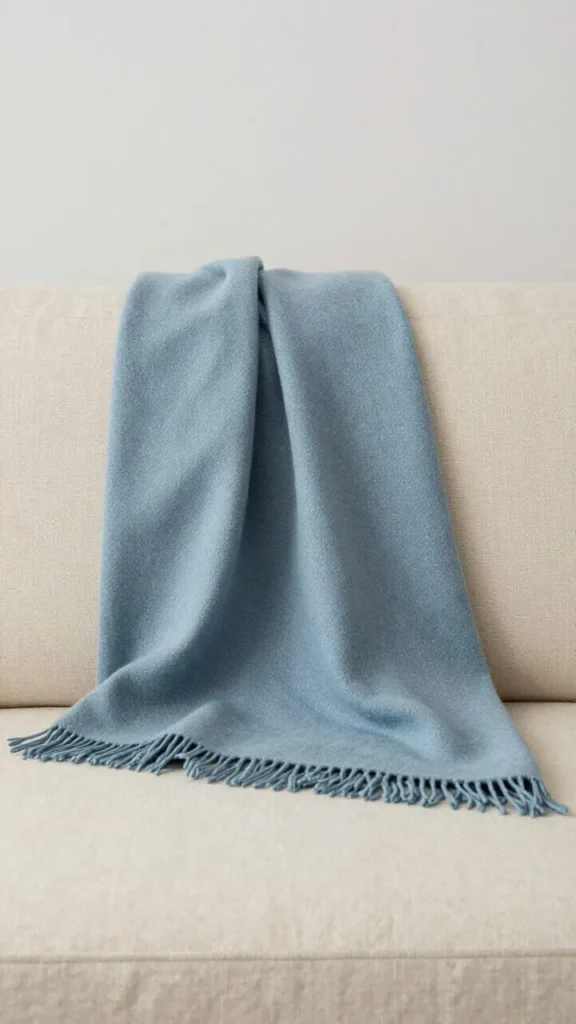 Dusty Blue Wool Blend Throw