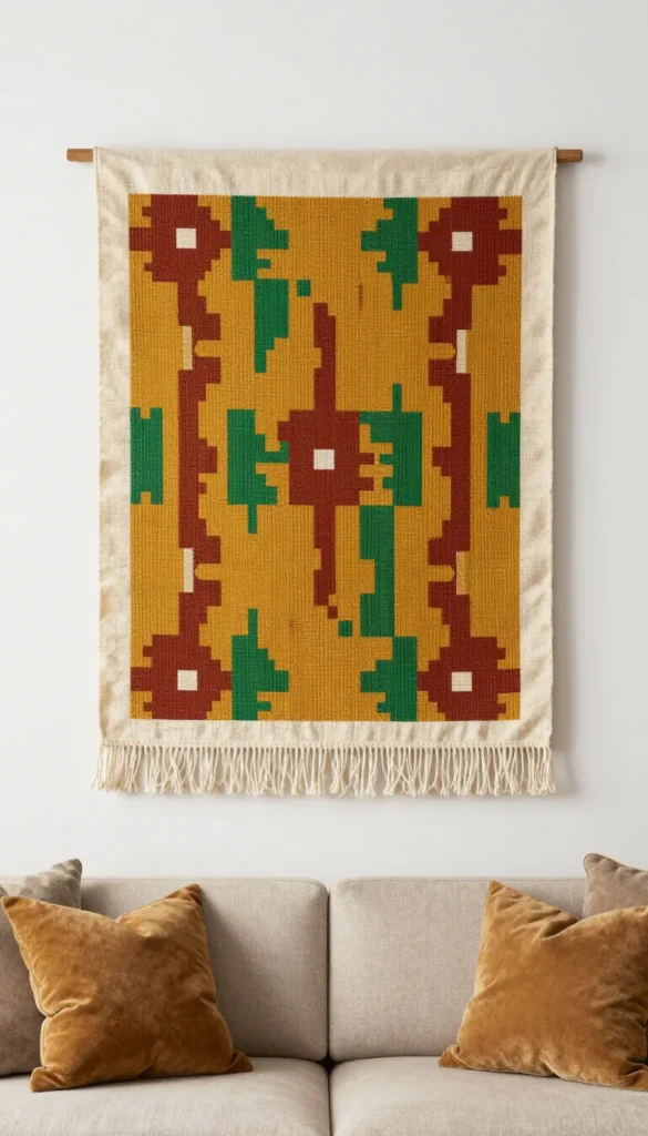 5. Kente-Inspired Woven Textile Art — Handmade