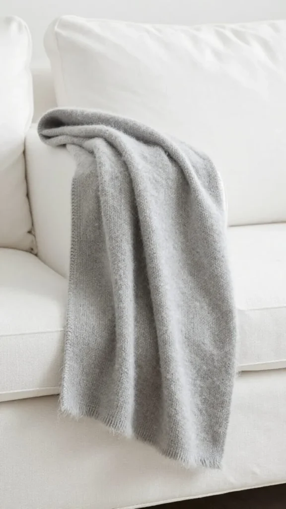  Mohair Blend Throw — Pale Grey