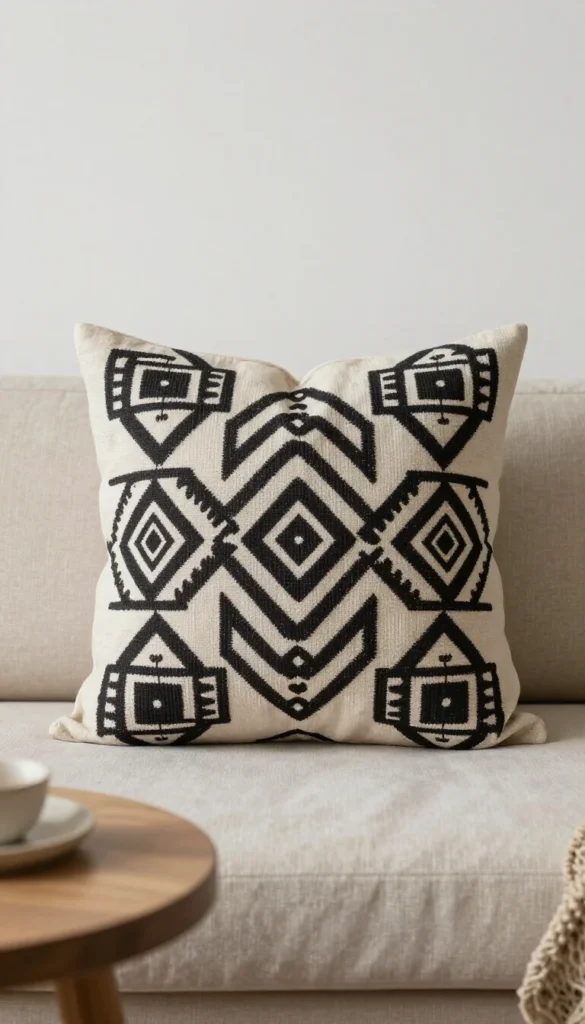 Mud Cloth Print Cotton Throw Pillow