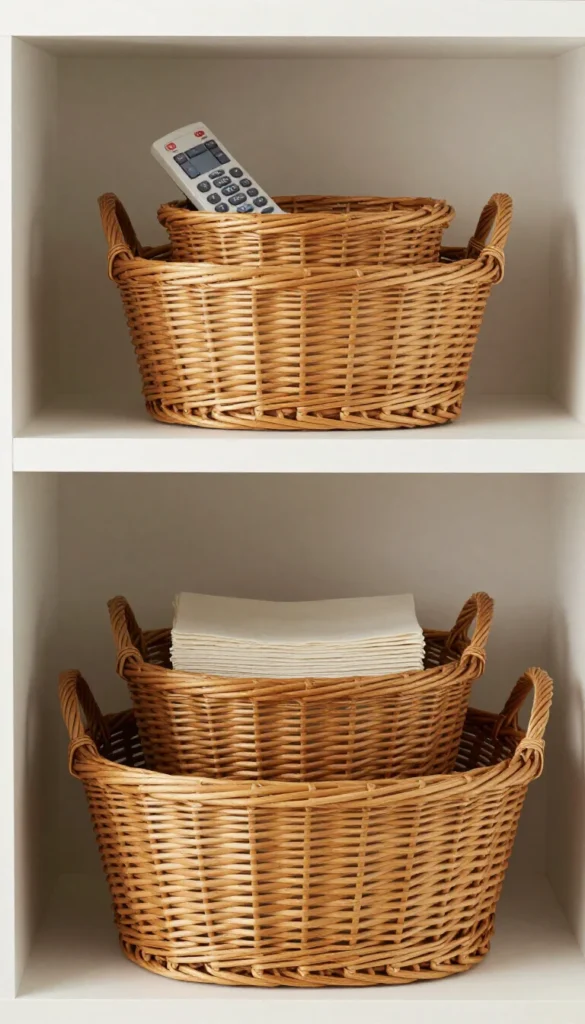 Set of 3 Nesting Wicker Baskets — Household Essentials