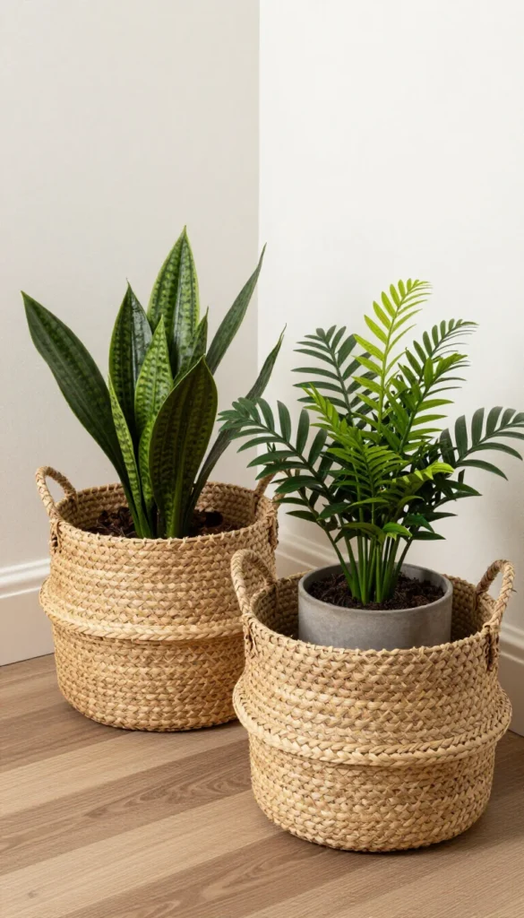 5. Woven Seagrass Planter Basket — Set of 2