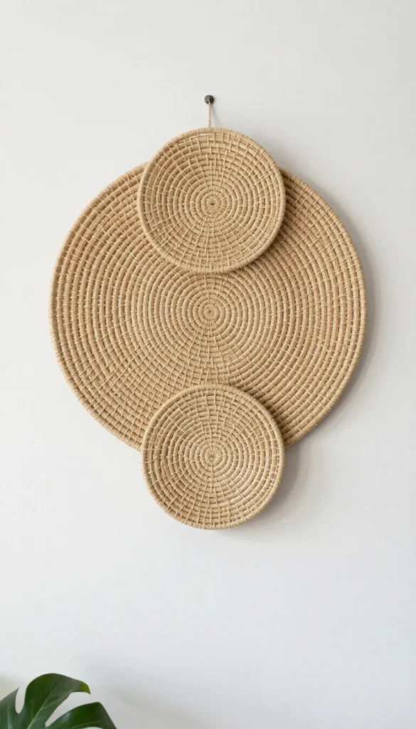 7. Woven Seagrass Round Wall Hanging — Bohemian