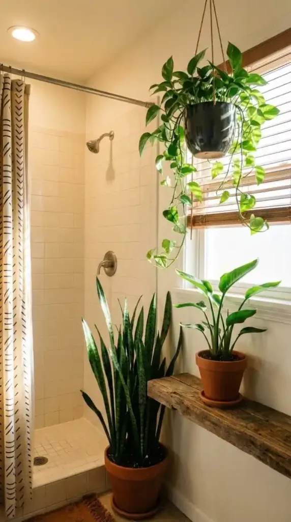 a-large-snake-plant-in-a-terracotta-pot-in-the-corner-beside-the-shower