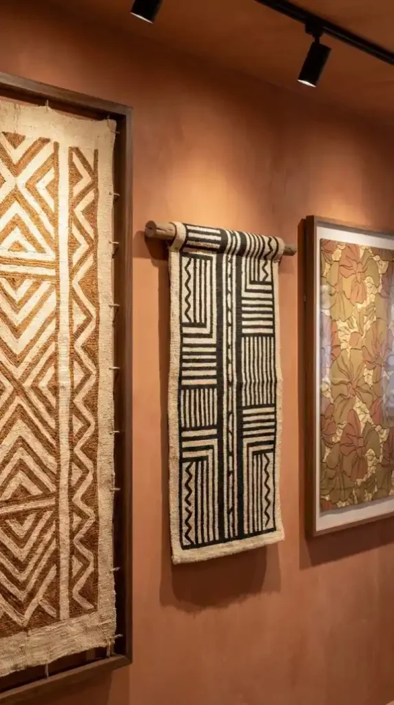 Kuba-cloth-mud-cloth-and-Ankara-textile-wall-panels-on-plaster