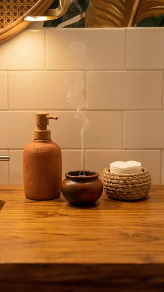 afro-bohemian-bathroom-vanity-surface-being-styled-as-the-final-step
