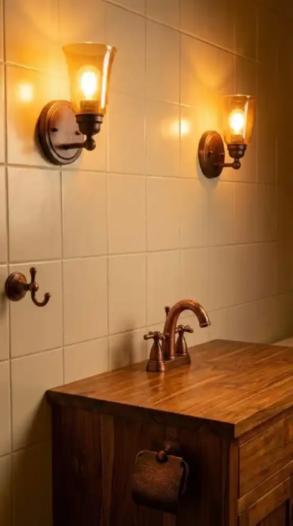 afro-bohemian-bathroom-warm-2700k-sconce-fixtures-mirror-position