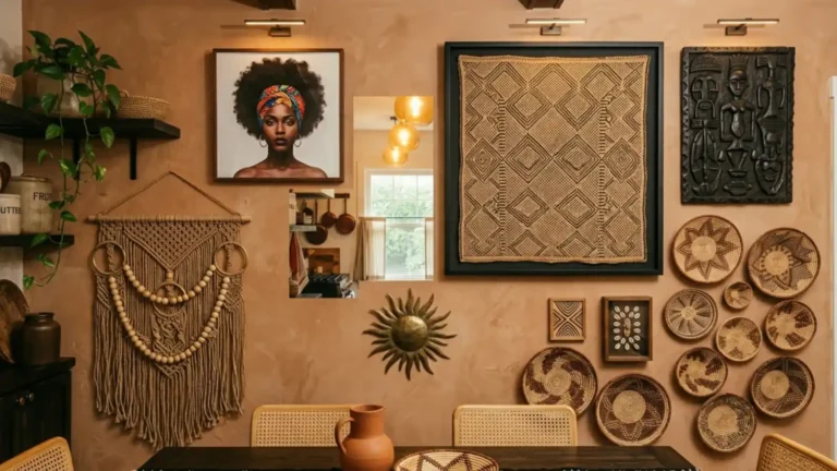 afro-bohemian-gallery-wall-maximalist-decor-kuba-cloth-tonga-baskets