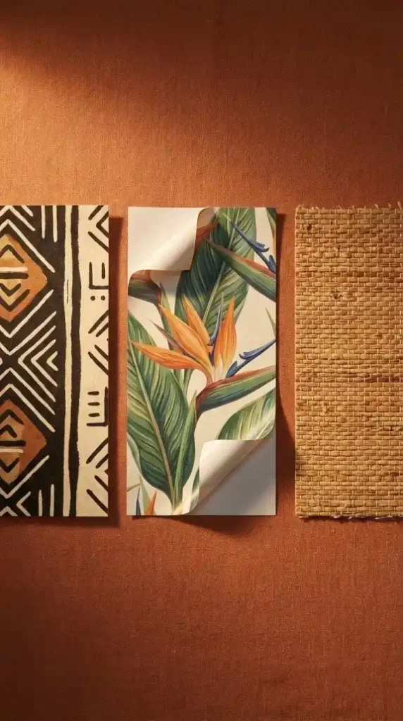 afro-bohemian-wallpaper-substrate-samples-terracotta-linen-flatlay