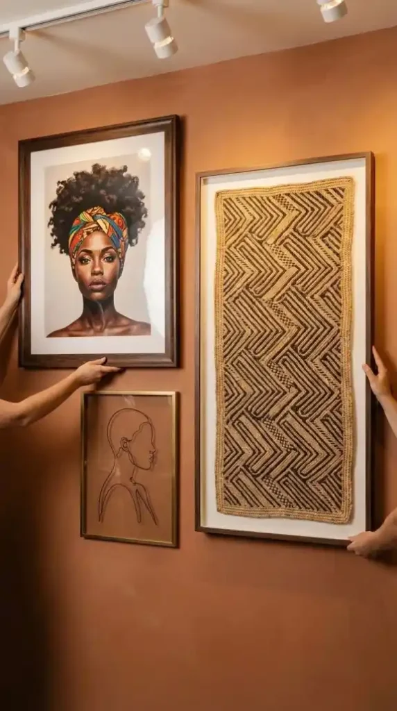Afro-Queen-portrait-and-line-art-silhouette-added-to-gallery-wall