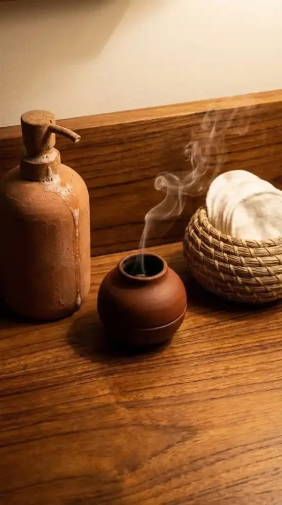 bathroom-vanity-vignette-terracotta-clay-soap-dispenser-natural-cork-pump