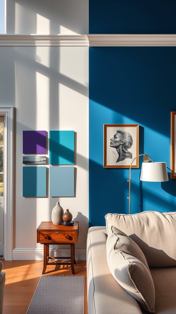 blue paint clashes with mixed lighting