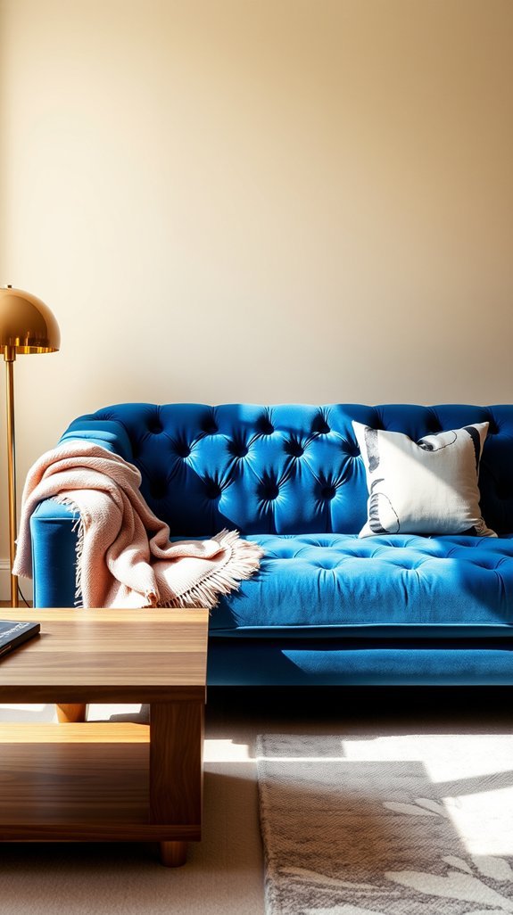 blue velvet needs warm backdrop contrast