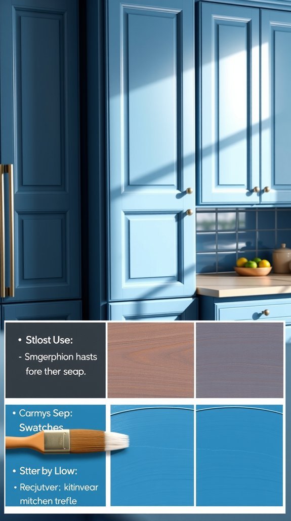 bold blue cabinets endure daily kitchen wear
