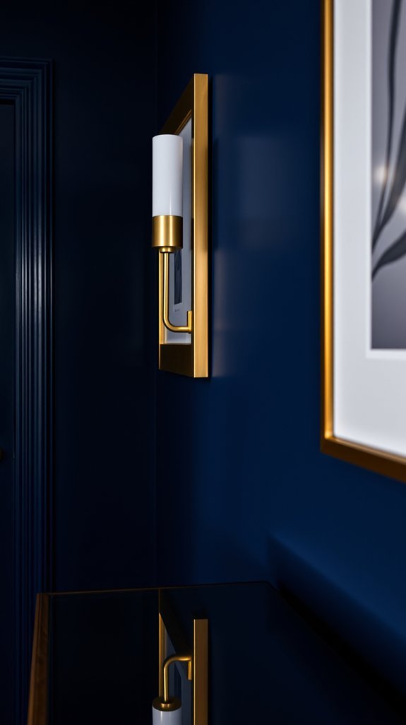 brass warms navy walls