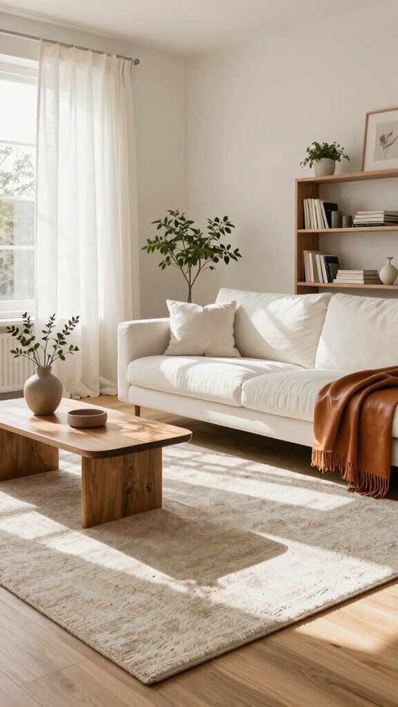 bright whites with warm wood accents