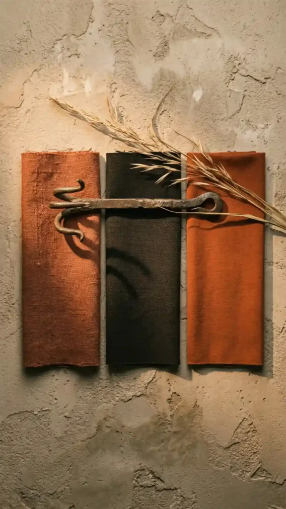 burnt-terracotta-linen-warm-black-canvas-deep-rust-orange-cotton