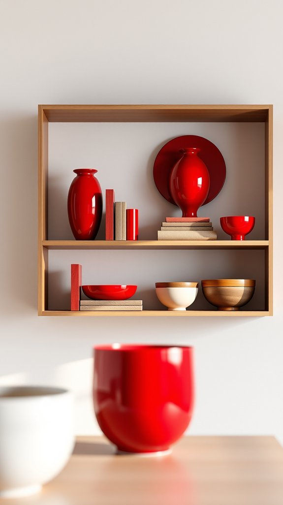 crimson shelves curated warmth