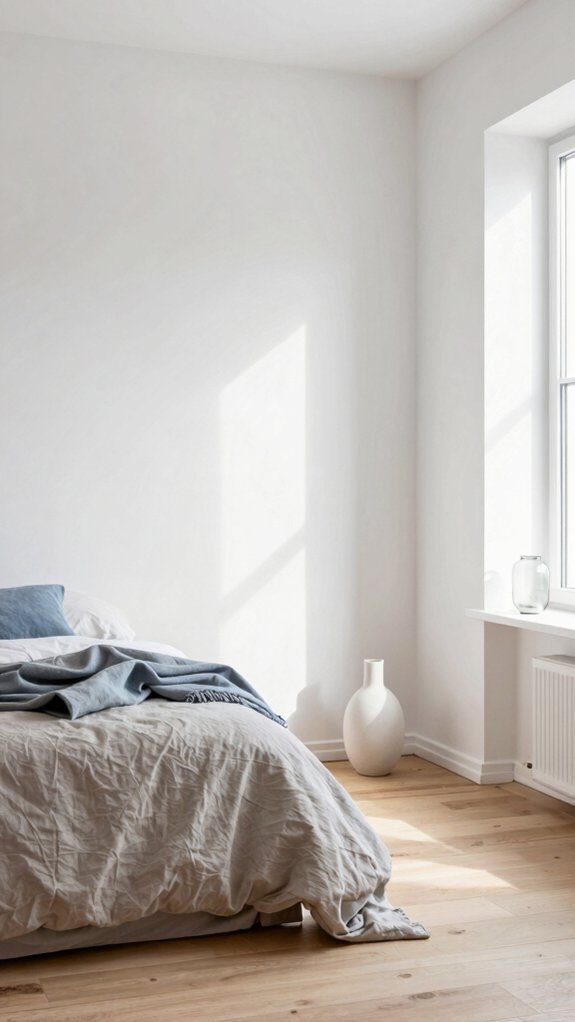 crisp white soft gray muted blue