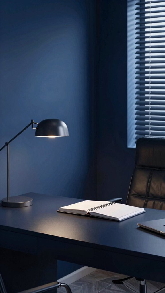 dark blue walls signal quiet authority