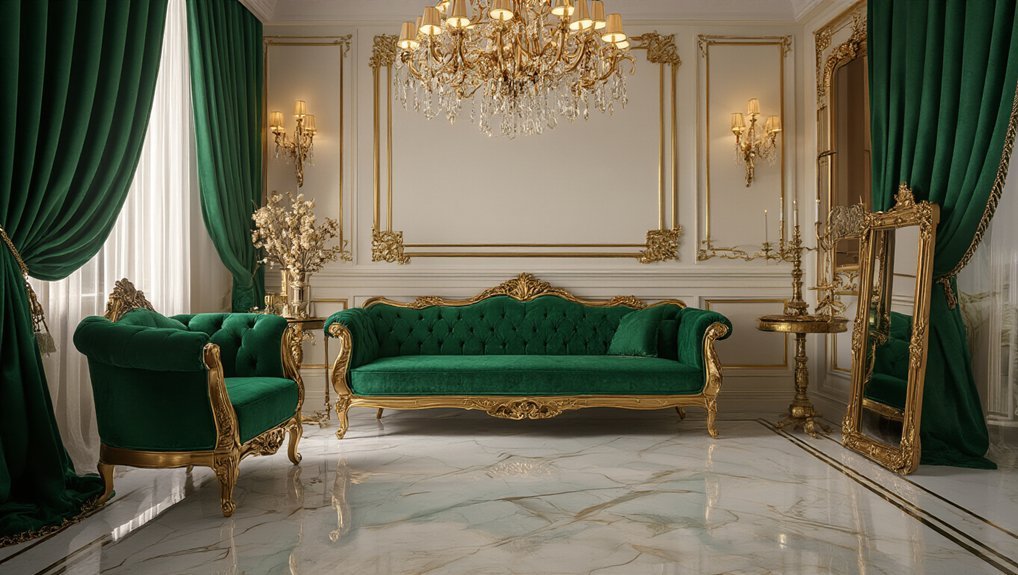 dark green and gold luxury room ideas