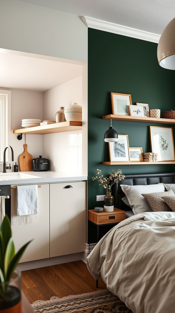 dark green kitchen to bedroom palettes