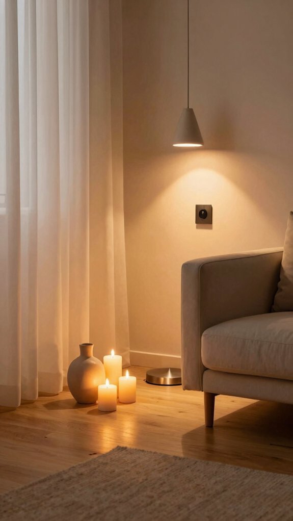 dimmed lighting with candlelit warmth