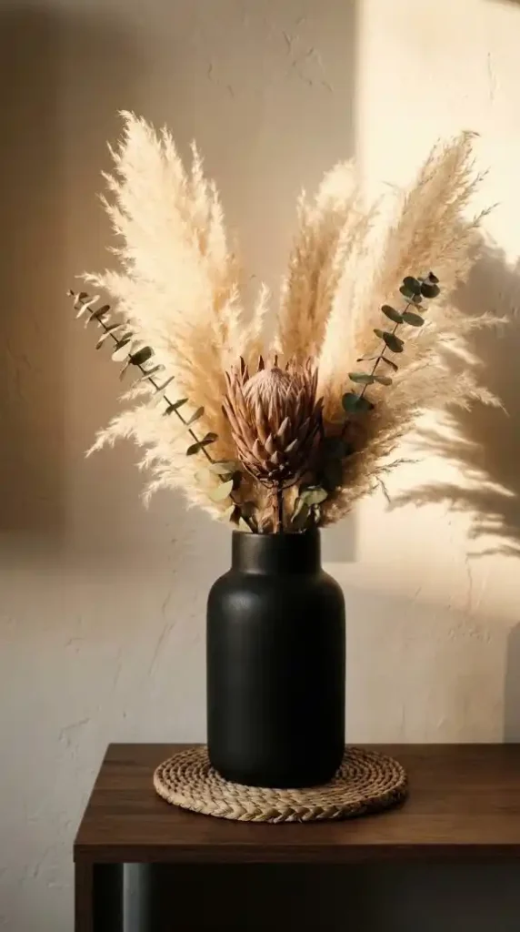 dried-pampas-grass-plumes-one-protea-seed-head-and-two-preserved-eucalyptus-stems