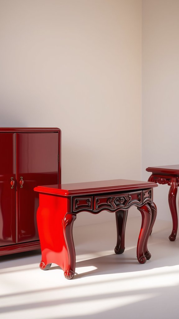 durable high contrast red lacquered furniture appreciation