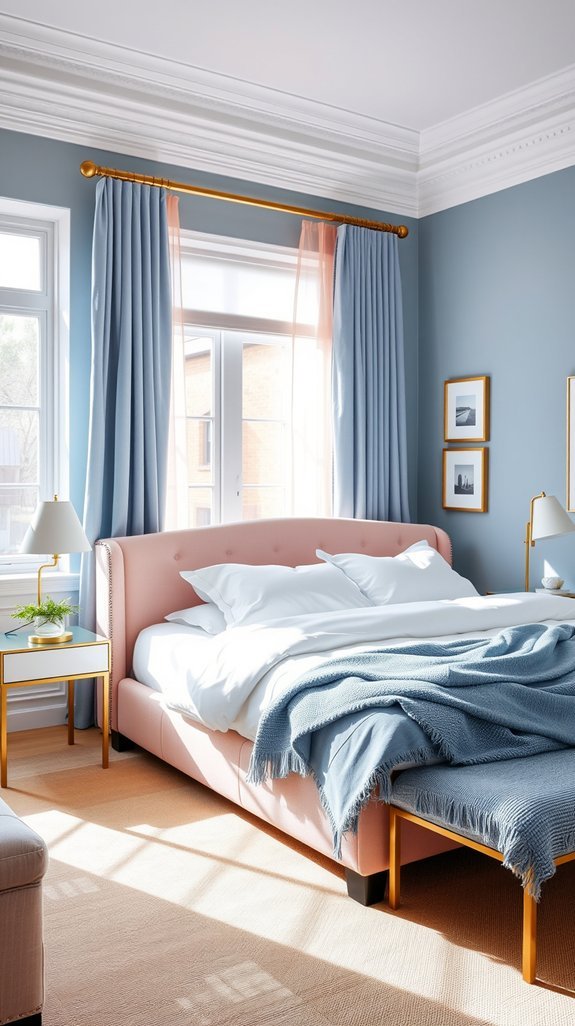 dusty blue blush bedroom harmony