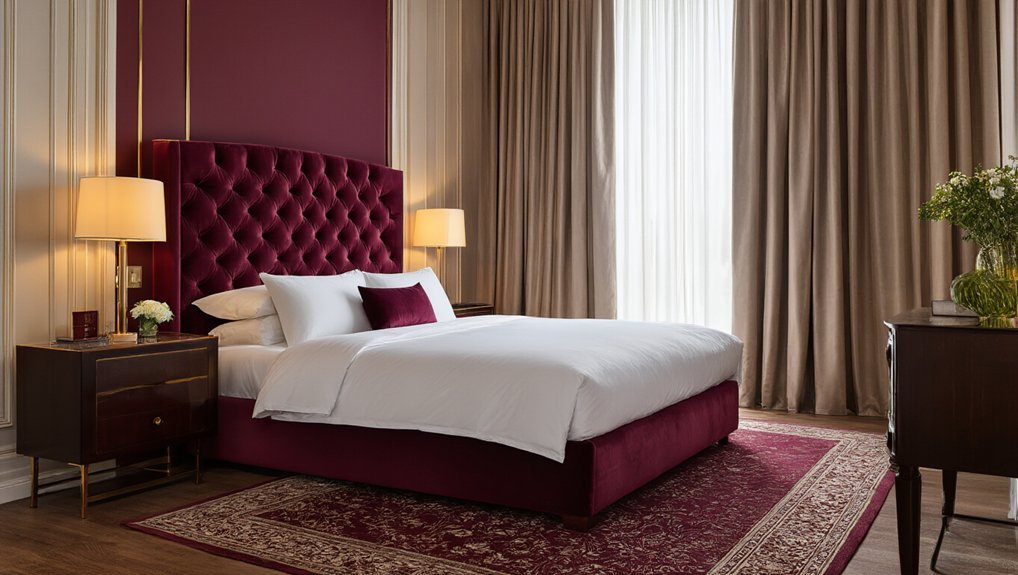 elegant burgundy hotel inspired bedrooms