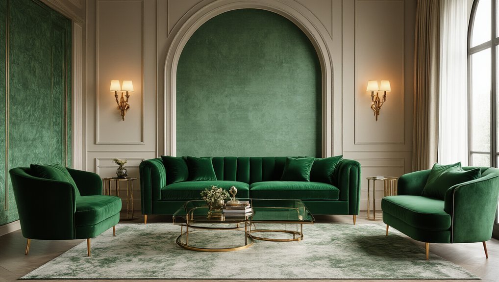 emerald green luxe interiors