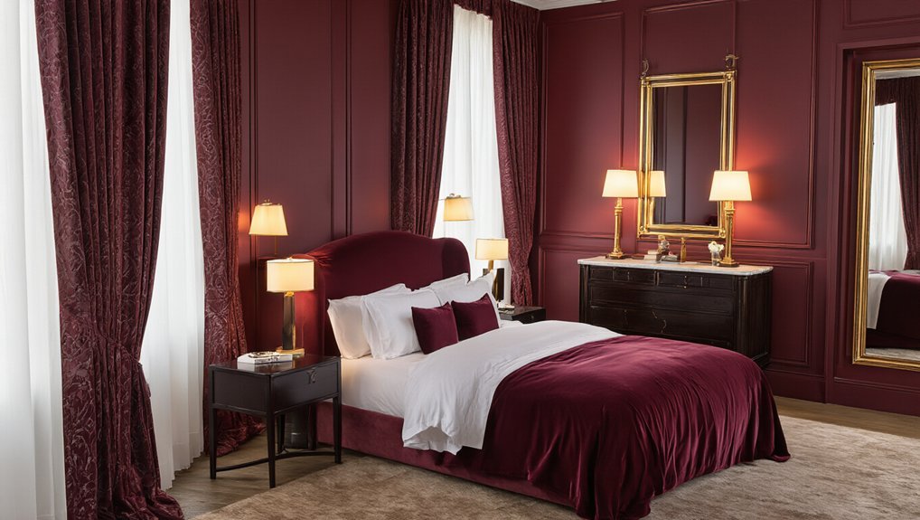 five star hotel inspired burgundy bedrooms
